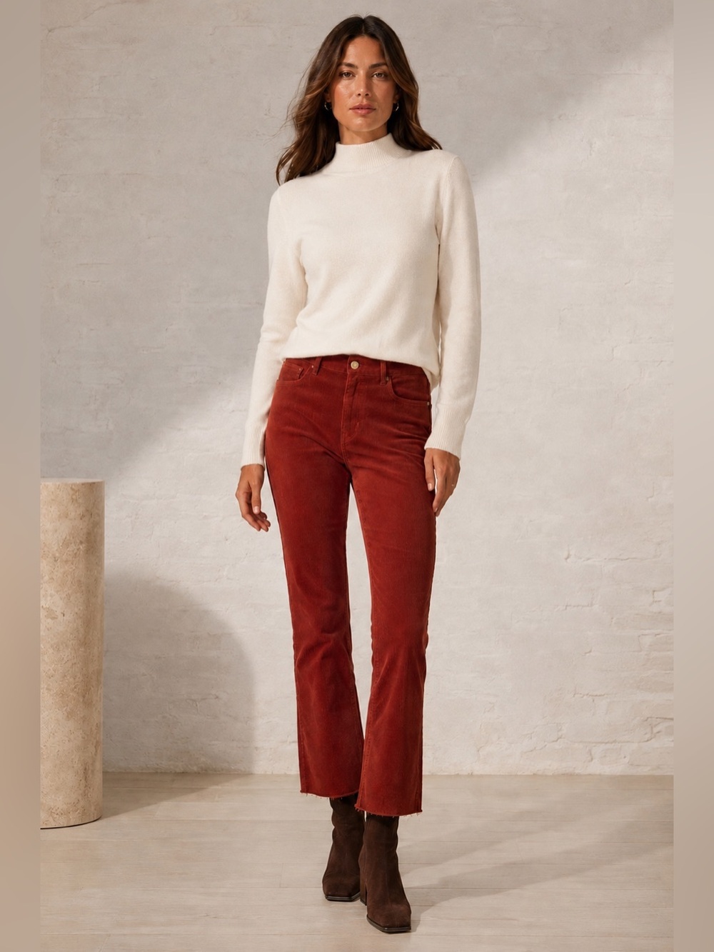 DL1961 Bridget Corduroy Bootcut Pants Paprika Instasculpt 33